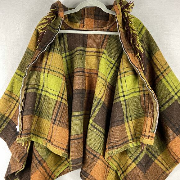 Vintage Wool Front Zip Closure Hooded Cape Coat - Picture 6 of 7